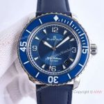 Swiss Copy Blancpain Fifty Fathoms Cal.9015 Steel Blue Dial Watch 45mm